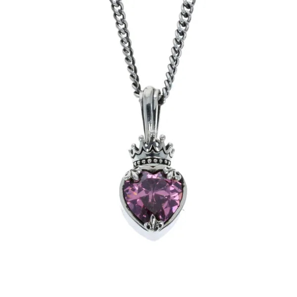 Large Pink Cz Heart Pendant