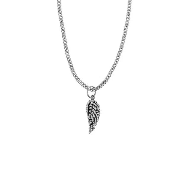 Medium Wing Pendant W/ Pave Cz on 18' Curb Link Chain