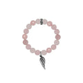 10mm Rose Quartz Bracelet W/ Silver Wing