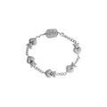 Crowned Heart Chain Bracelet. Silver and White Cz.