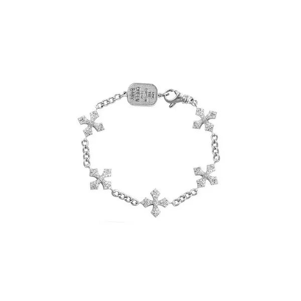 3d Pave Cz Mb Cross Bracelet