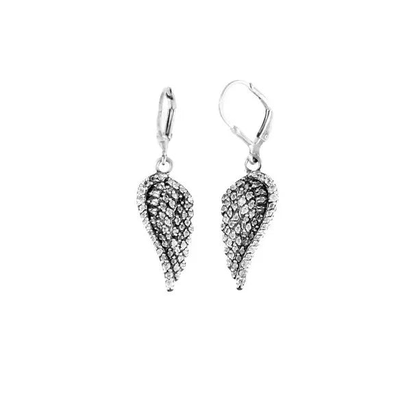 Small Cz Pave Wing Leverback Earrings