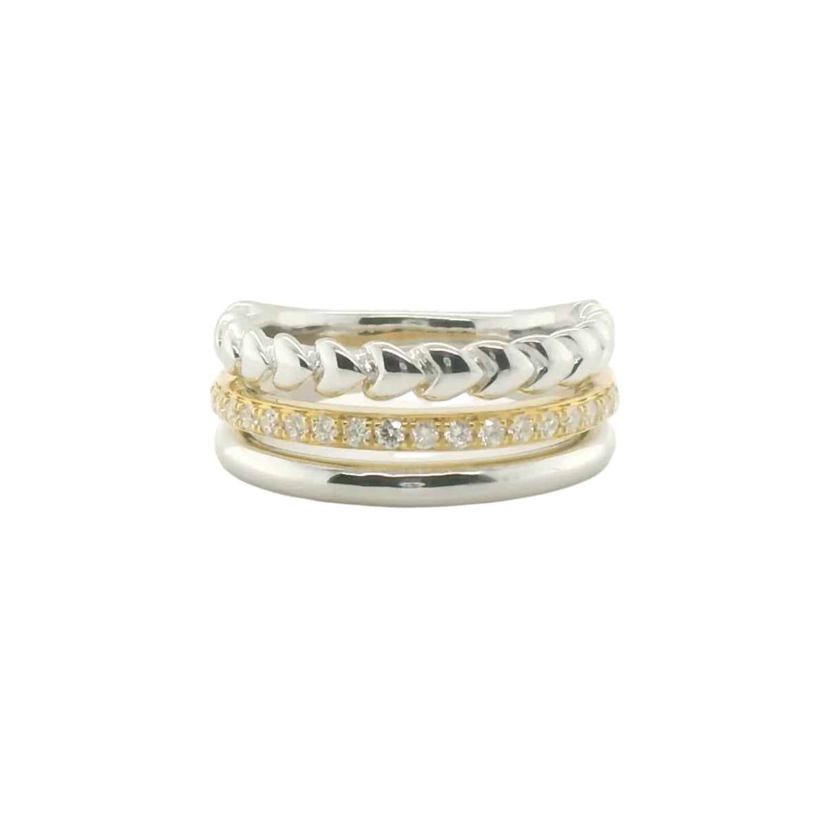 Perfect Love 0.25ct Diamond Two-Tone Triple Band Ring