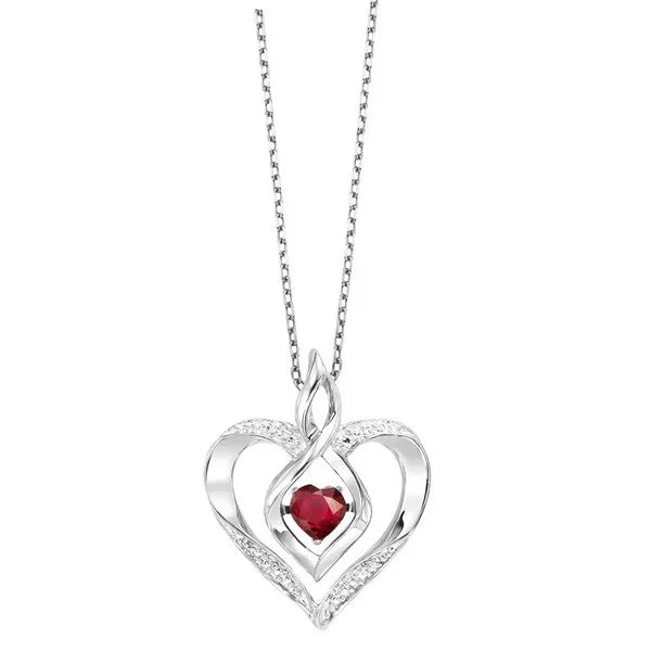 Silver Created-Garnet 1/4Ctw Pendant