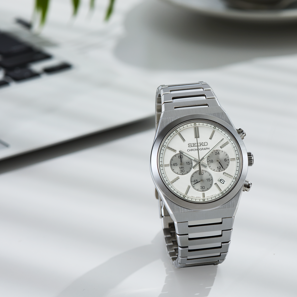 Seiko Essentials Silver Dial Chronograph Watch SSB451