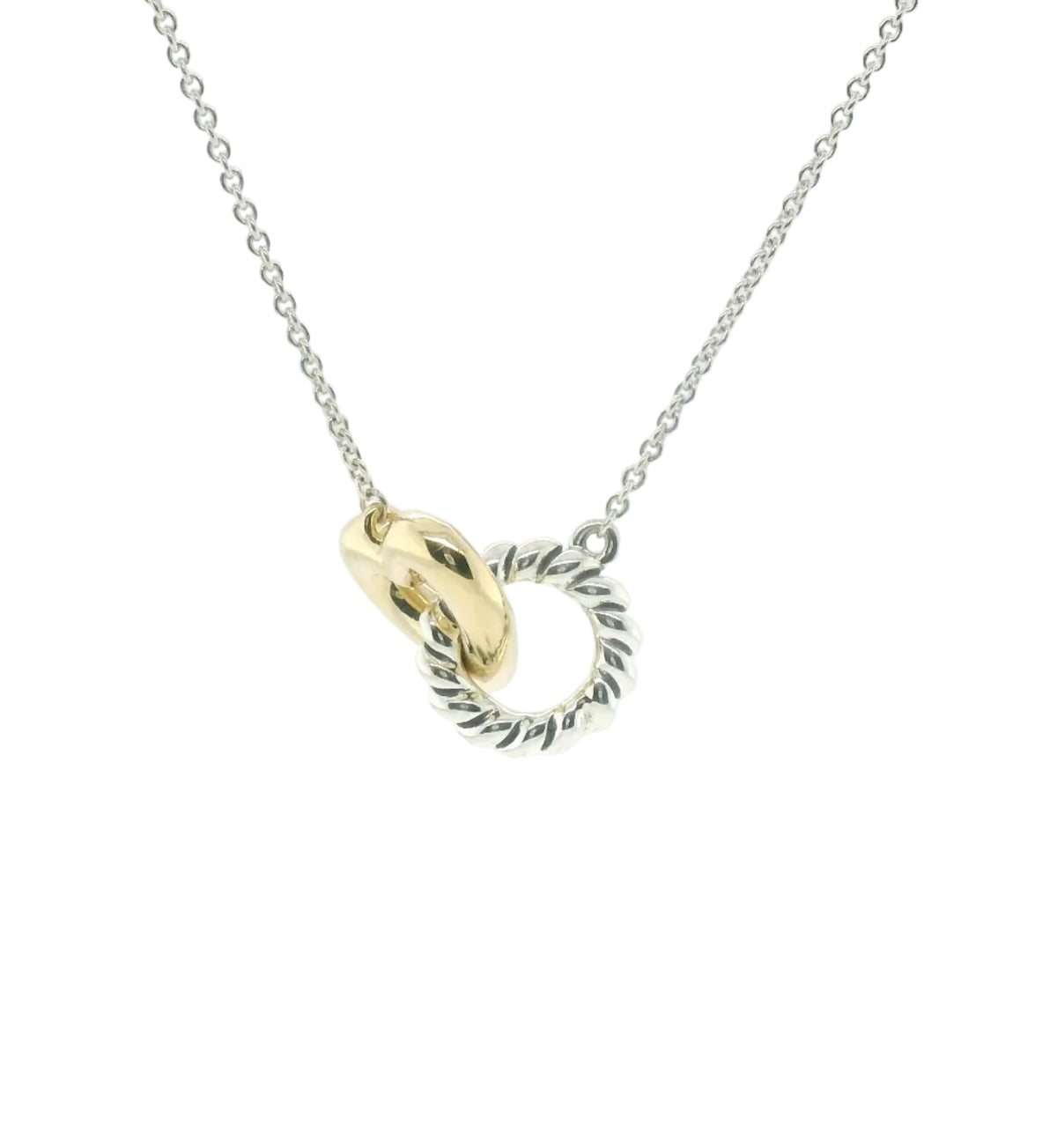 Perfect Love Interlocking Two-Tone Heart Necklace