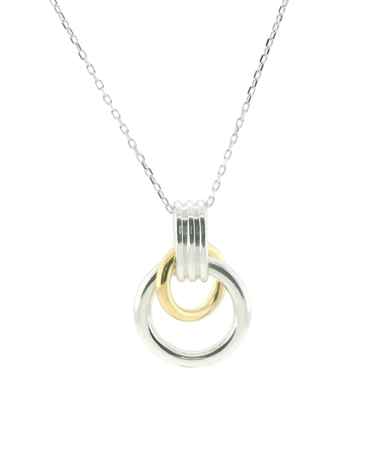 Perfect Love Interlocking Two-Tone Circle Pendant with Chain