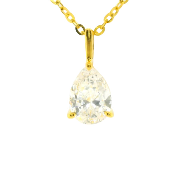 1ct Pear Lab Diamond Gold Vermeil Necklace with Chain