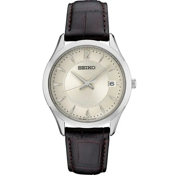 Seiko Essentials Leather Strap Watch