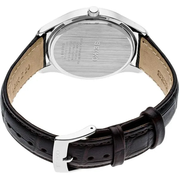 Seiko Essentials Leather Strap Watch