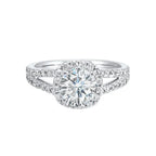 Cushion Halo Split-Shank Solitaire Ring