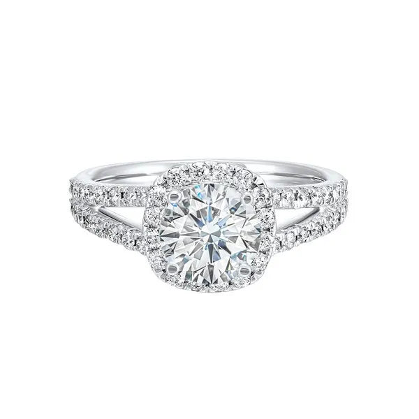 Cushion Halo Split-Shank Solitaire Ring