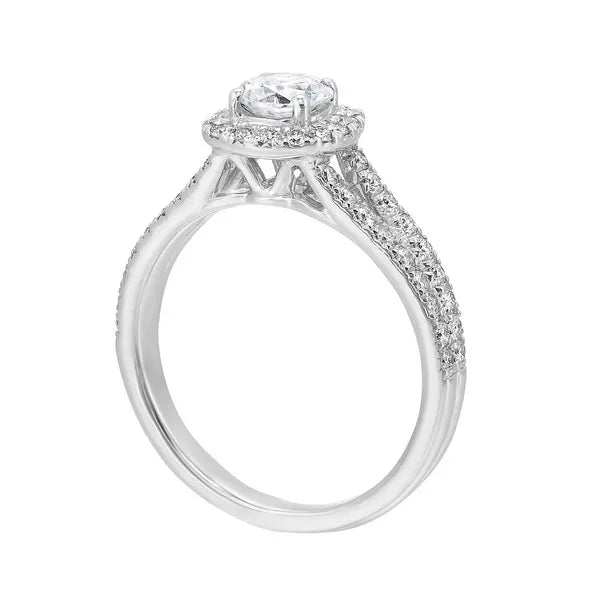 Cushion Halo Split-Shank Solitaire Ring
