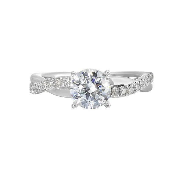 14Kt White Semi Mount 1/5Ctw For 1 1/2Ctw Round Center