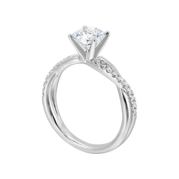 14Kt White Semi Mount 1/5Ctw For 1 1/2Ctw Round Center