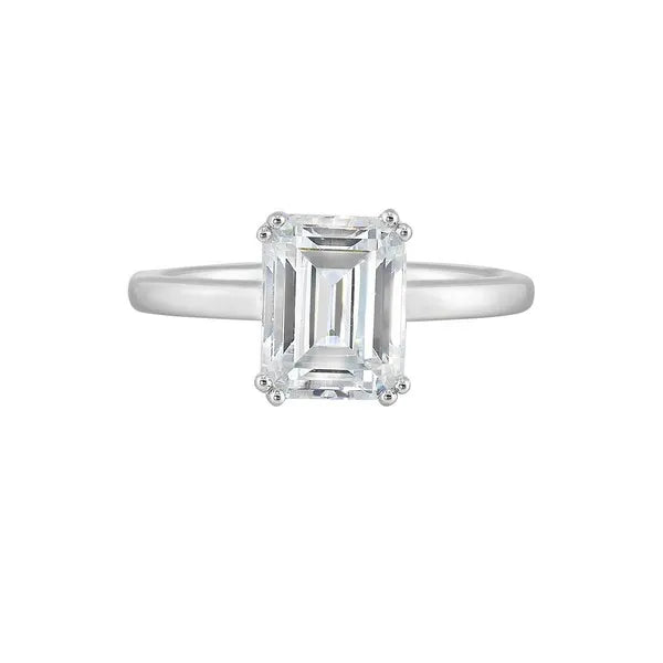 14Kt White Semi Mount For 2Ctw Emerald Cut Center