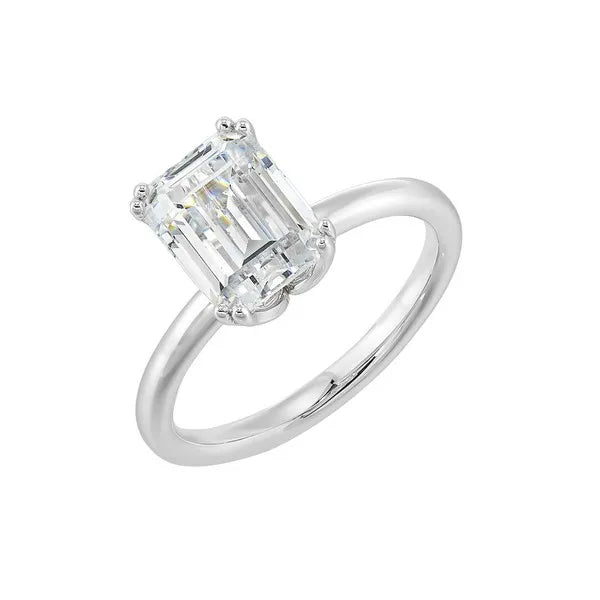 14Kt White Semi Mount For 2Ctw Emerald Cut Center