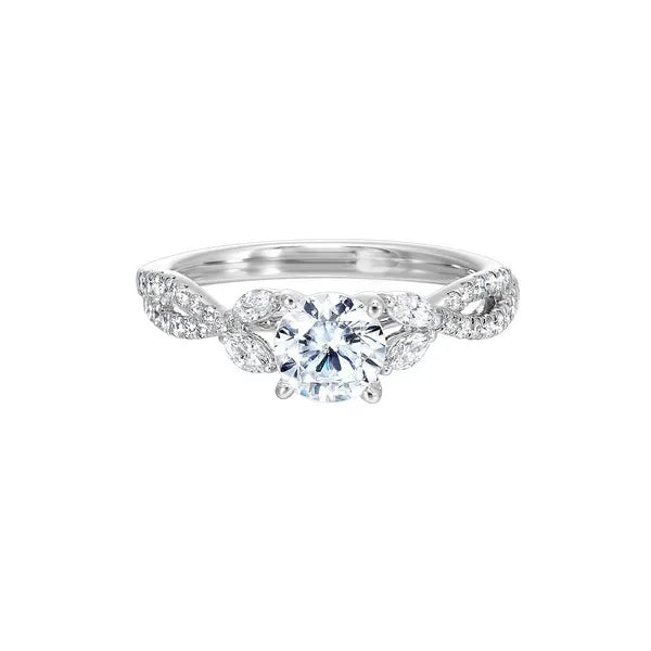 Criss-Cross Pave Solitaire Ring with Marquise Crown