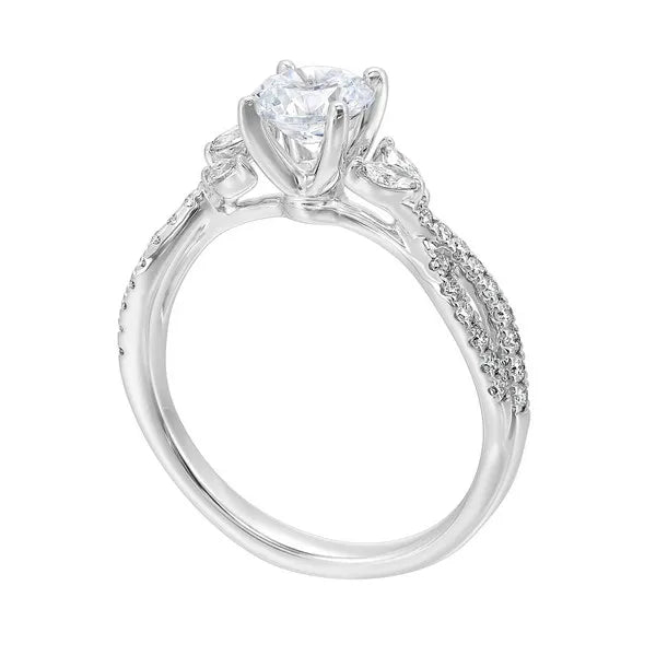 Criss-Cross Pave Solitaire Ring with Marquise Crown