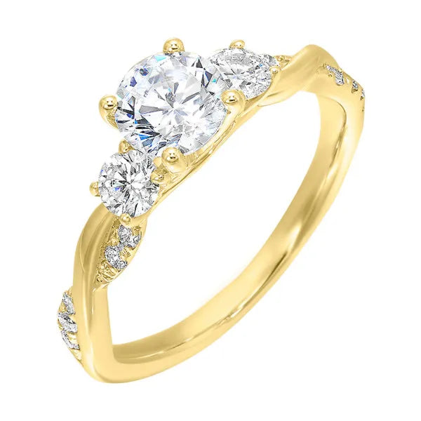 14Kt Yellow Semi Mount 1/2Ctw For 1 1/2Ctw Round Center