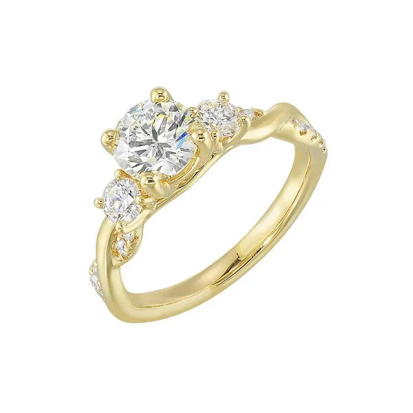 14Kt Yellow Semi Mount 1/2Ctw For 1 1/2Ctw Round Center