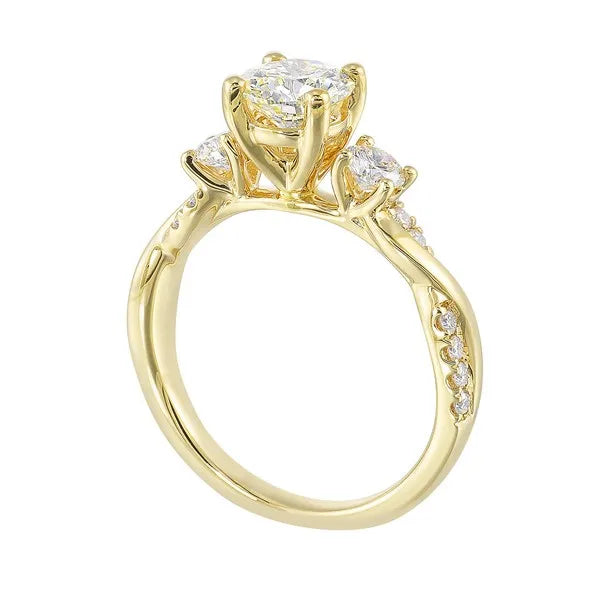 14Kt Yellow Semi Mount 1/2Ctw For 1 1/2Ctw Round Center