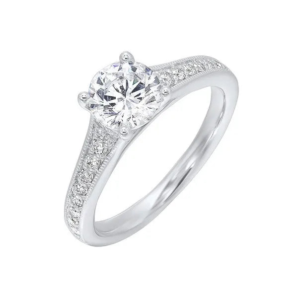 Reverse Tapered Milgrain Engagement Ring