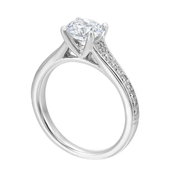 Reverse Tapered Milgrain Engagement Ring