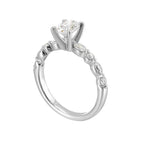 Alternating Fancy & Round Diamond Oval Engagement Ring