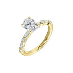 14Kt Yellow Semi Mount 1/3Ctw For 2Ctw Oval Center