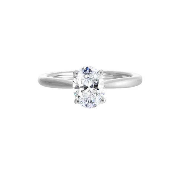 Sleek Four-Prong Oval Solitaire Ring