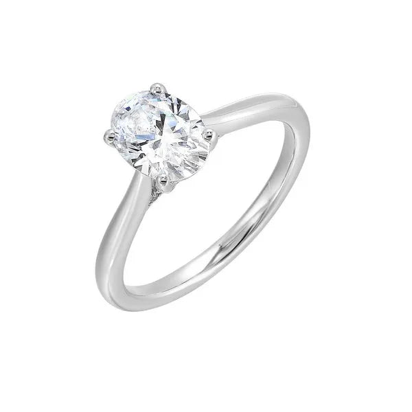 Sleek Four-Prong Oval Solitaire Ring