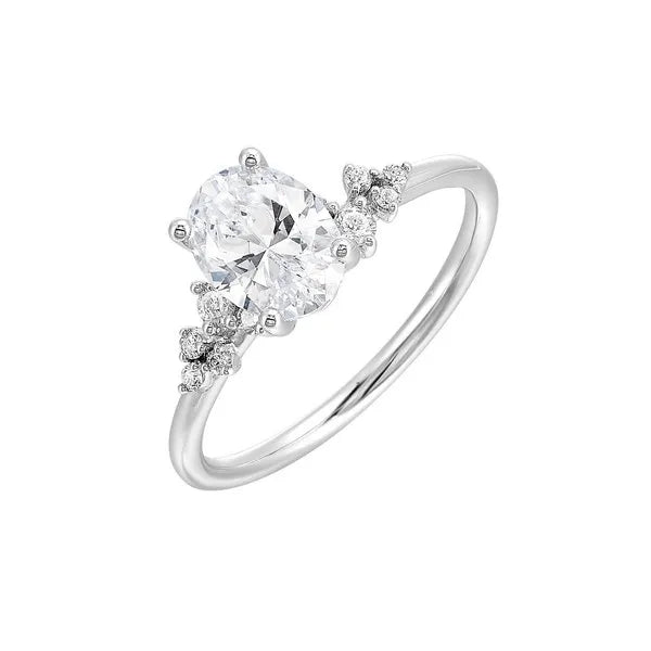 Floating Diamond Oval Engagement Ring with Sleek Band