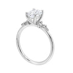 Floating Diamond Oval Engagement Ring with Sleek Band