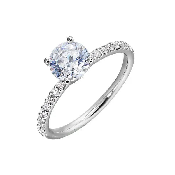 Delicate Micro-Pavé Shank Solitaire Ring