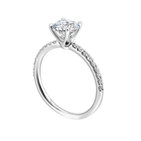 Delicate Micro-Pavé Shank Solitaire Ring