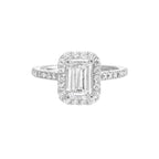 Emerald-Cut Halo Diamond Engagement Ring