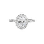 Sleek Oval Halo Diamond Engagement Ring