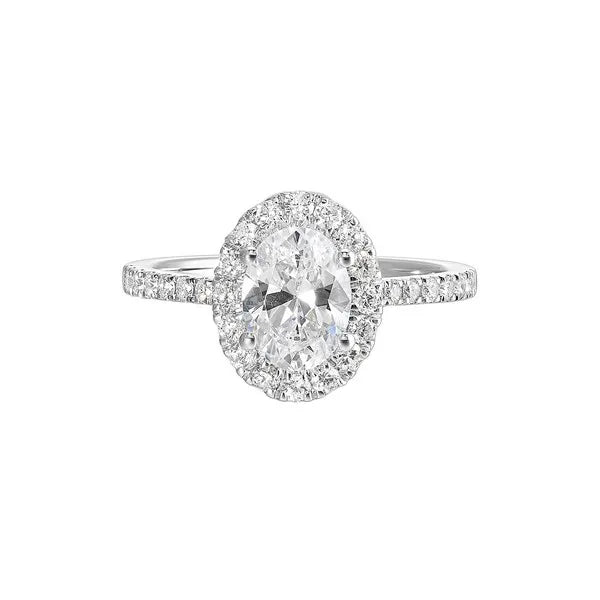Sleek Oval Halo Diamond Engagement Ring