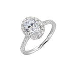 Sleek Oval Halo Diamond Engagement Ring