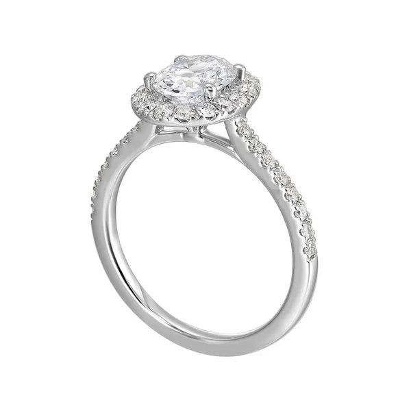 Sleek Oval Halo Diamond Engagement Ring