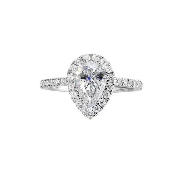Pear-Cut Halo Diamond Engagement Ring
