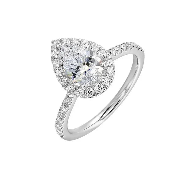 Pear-Cut Halo Diamond Engagement Ring