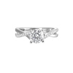 14Kt White Semi Mount 1/7Ctw For 2Ctw Round Center