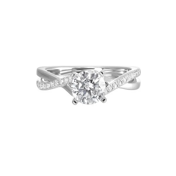 14Kt White Semi Mount 1/7Ctw For 2Ctw Round Center