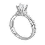 14Kt White Semi Mount 1/7Ctw For 2Ctw Round Center