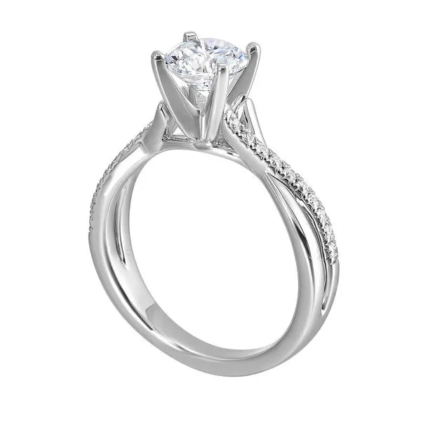 14Kt White Semi Mount 1/7Ctw For 2Ctw Round Center