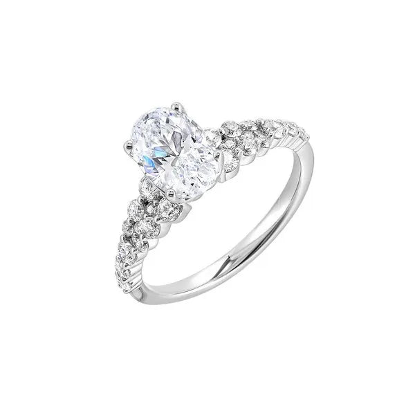 Oval Solitaire Ring with Unique Accent Shank