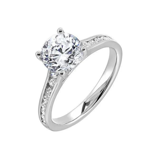 Channel-Set Four-Prong Solitaire Engagement Ring