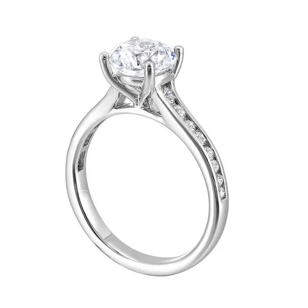 Channel-Set Four-Prong Solitaire Engagement Ring